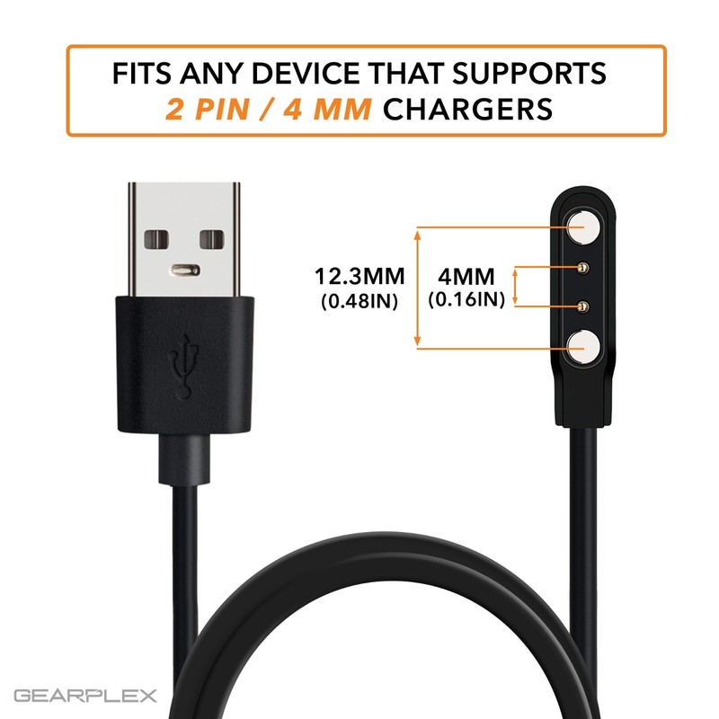 Magnetic USB Charging Cable for Smartwatch Bluetooth Devices - 2 Pack, 4mm gallery