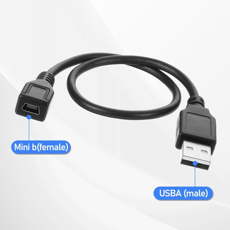2 Pack 11.4 Inch 5 Pin Mini USB B Female to USB A Male Data Cable Adapter gallery