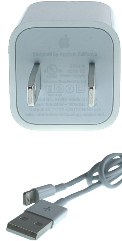 Original iPhone/iPad Wall Charger 5V 1A White 2 USB Cables (Type-C & Micro B)