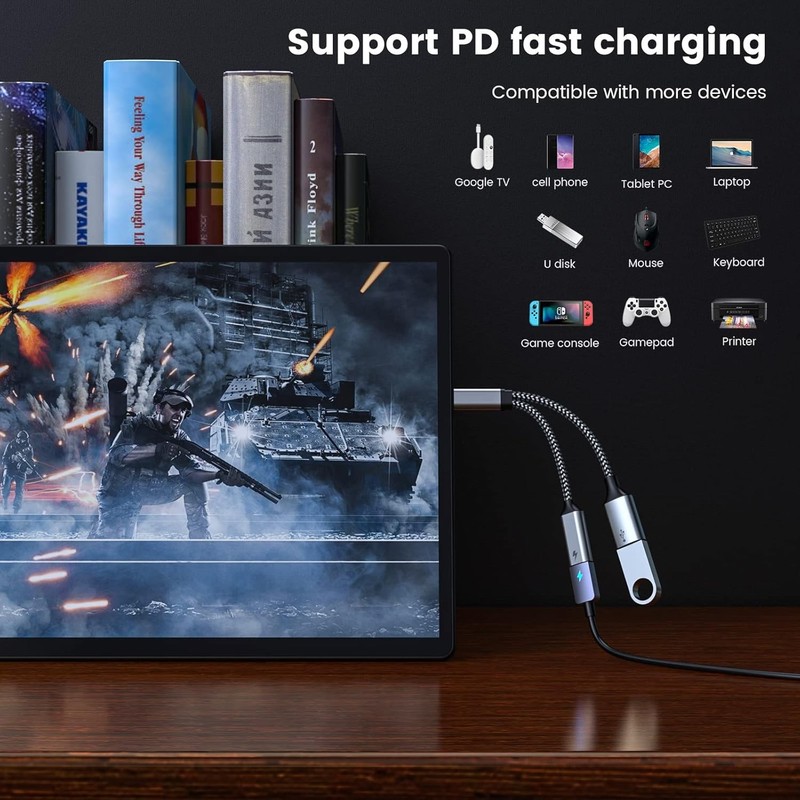 USB C OTG with Charging USB c OTG adapter Type C OTG Splitter with 60W PD Fast C gallery