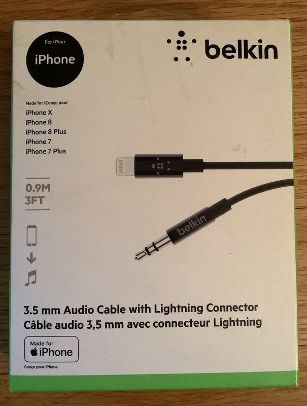 Belkin 3.5mm Audio Cable with Lightening Connector Made for iPhone New in Box