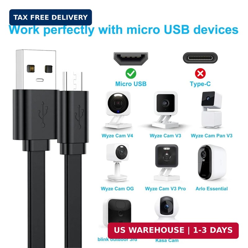 2 Pack 20FT Power Extension Cable,Flat Extension USB to Micro USB Charging Cord, gallery