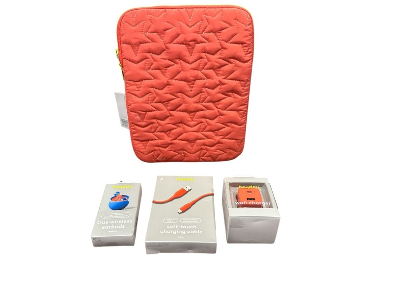 HEYDAY Tablet Sleeve up to 12.9", Soft-Touch 6ft Charging Orange Cable, True Wir