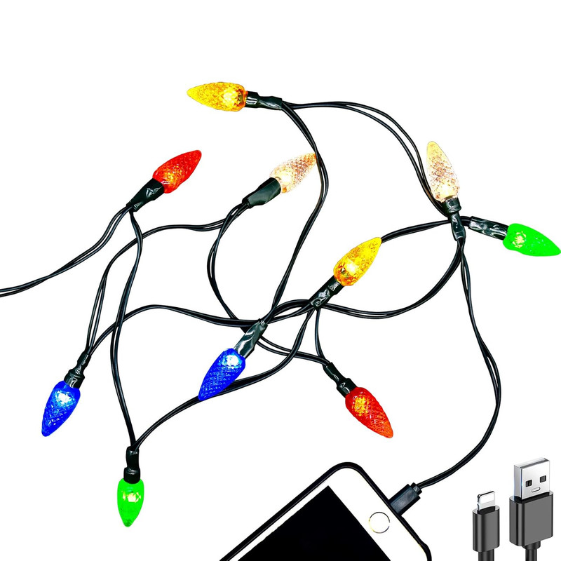 2 Pack Christmas Light Phone Charger Cord Charging Cable USB-A to Light-Ning 55"
