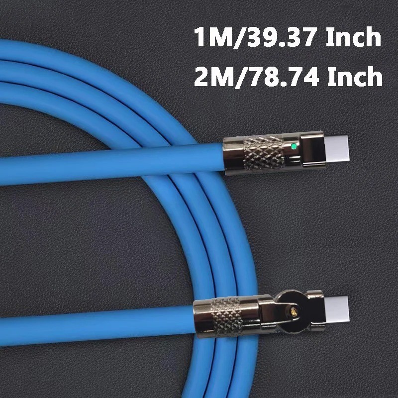 120W 6A USB C to C Fast Charging Cable 180° Rotating Elbow Silicone 1M 2M gallery