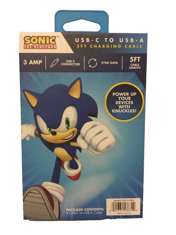 Sonic The Hedgehog KNUCKLES USB-C To USB-A 5ft Charging Cable NIB gallery