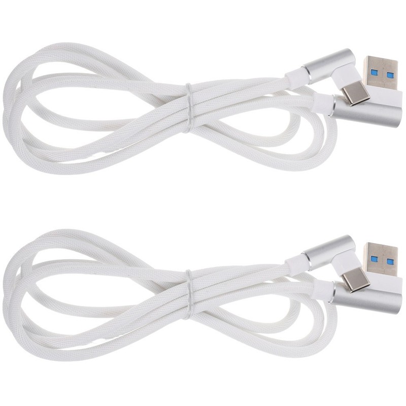 2PCS Fast Charge Type-C Data Cables - Nylon Braided Double Elbow Right Angle gallery