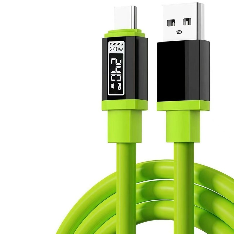240w Super Fast USB Type-C Charging Silicone Phone Charger Lead with Display