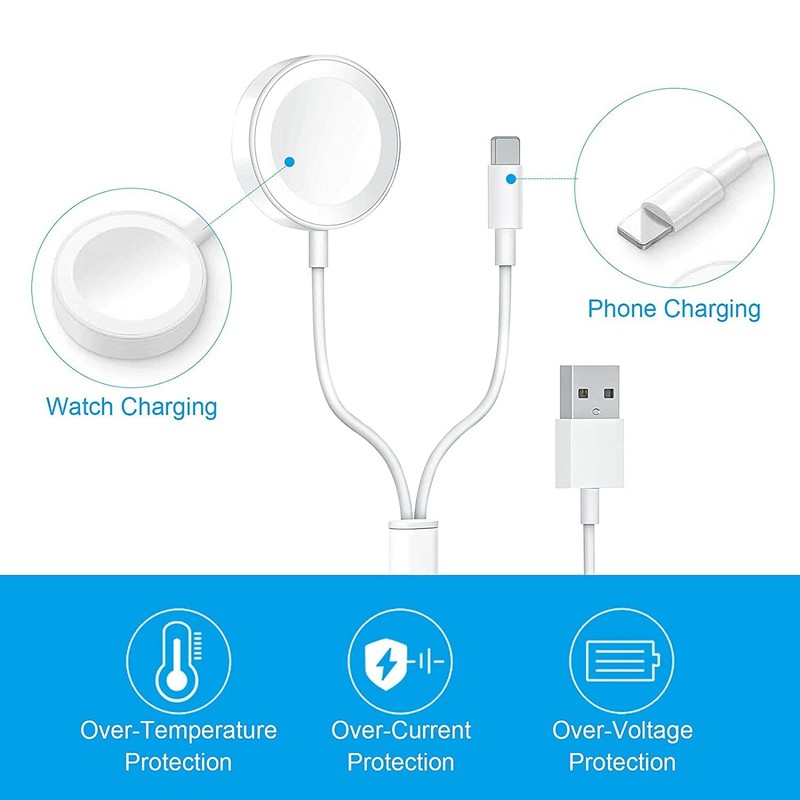 For iPhone iPod Apple Watch 9 8 7 6 5 4 3 2 1 2/3 in1 Magnetic USB Charger Cable gallery