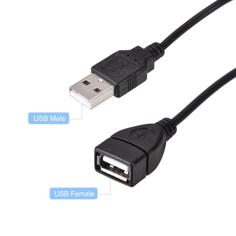 USB Cable with On/Off Switch, USB Male to Female Extension Cord 2M Black, for LE gallery