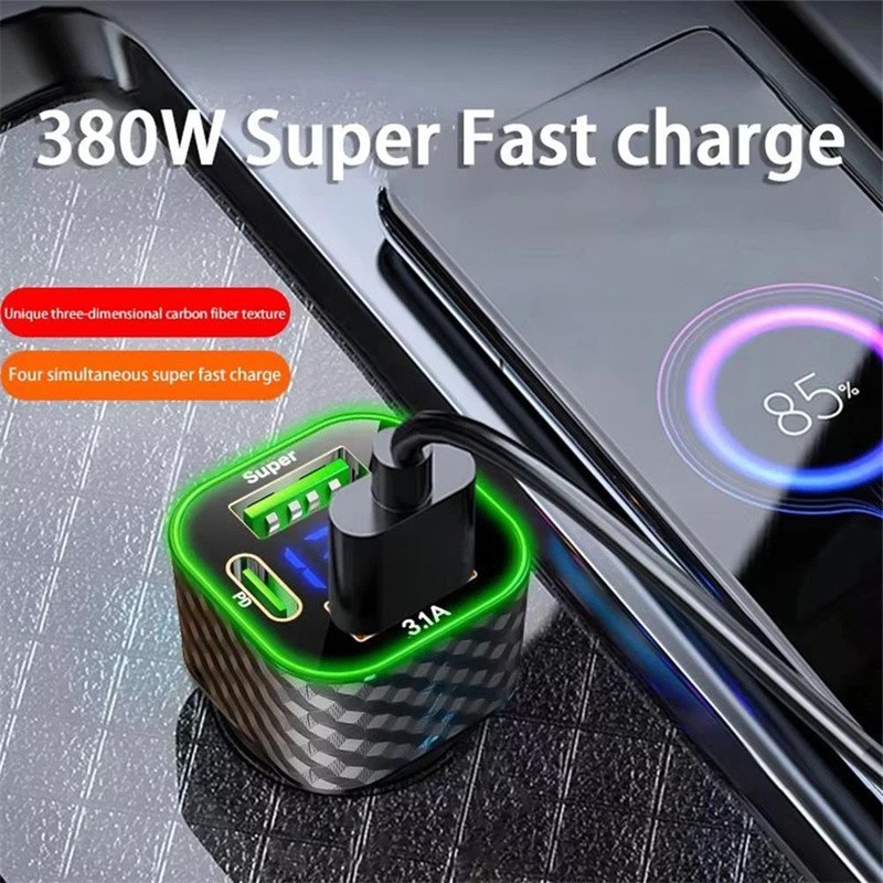 380W Fast Charge USB PD Type-C Car Charger Adapter For iPhone 17 16 15 14 13 Pro gallery