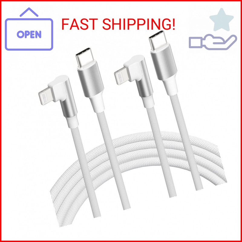 iPhone USB C to Lightning Cable,【2Pack 6FT MFi Certified】Right Angle 90 Degree F