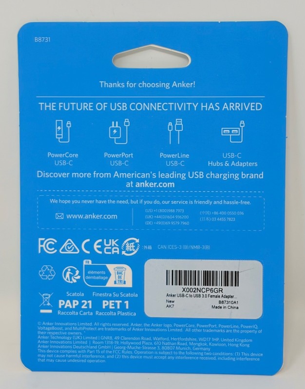 Anker USB-C to USB 3.0 Female Adapter 2-Pack High Speed Data MacBook iPad B8731 gallery