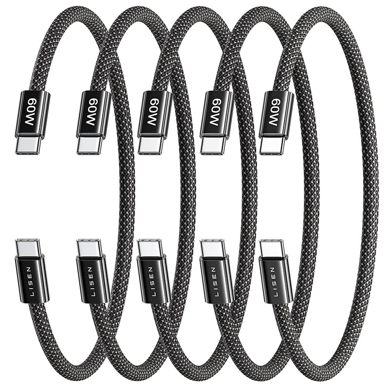 5 Pack Short 0.5ft USB C Cable 6 inch Type C Fast Charging Data Sync Cord