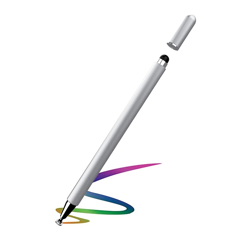 STYLUS TOUCH SCREEN PEN FIBER TIP ALUMINUM LIGHTWEIGHT SILVER COLOR for TABLETS