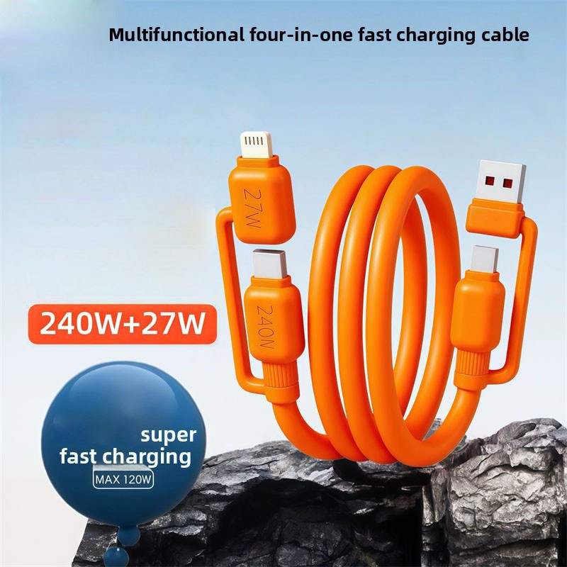 240W 4 in1 Multi USB Charging Cable Fast Charger Cord For iPhone/Samsung/Type-C gallery