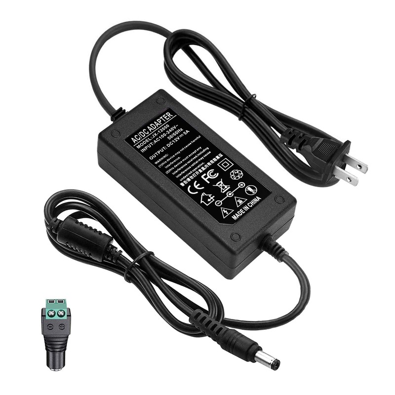 12V 5A Power Adapter 60W AC/DC Converter Suitable for LED Strips, Surveillanc...