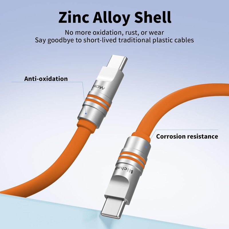 Fast Charging USB C to C Cable Ultra-Thick Soft Silicone USB C Cable 240W Charge gallery