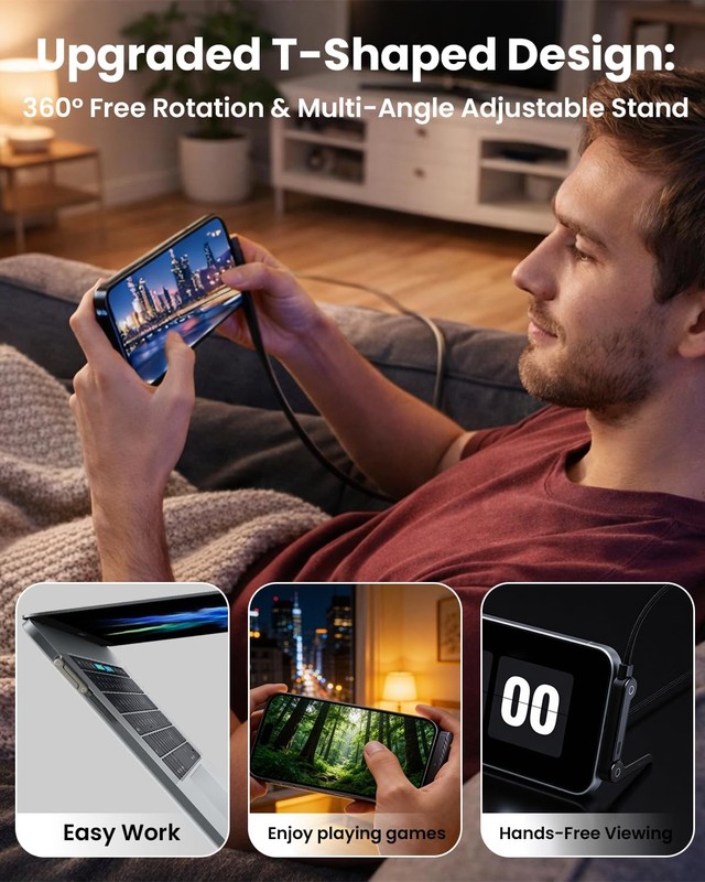 240w USB-Charge Cable Flat Charger Sideways Invisible Stand Data USB Charging... gallery
