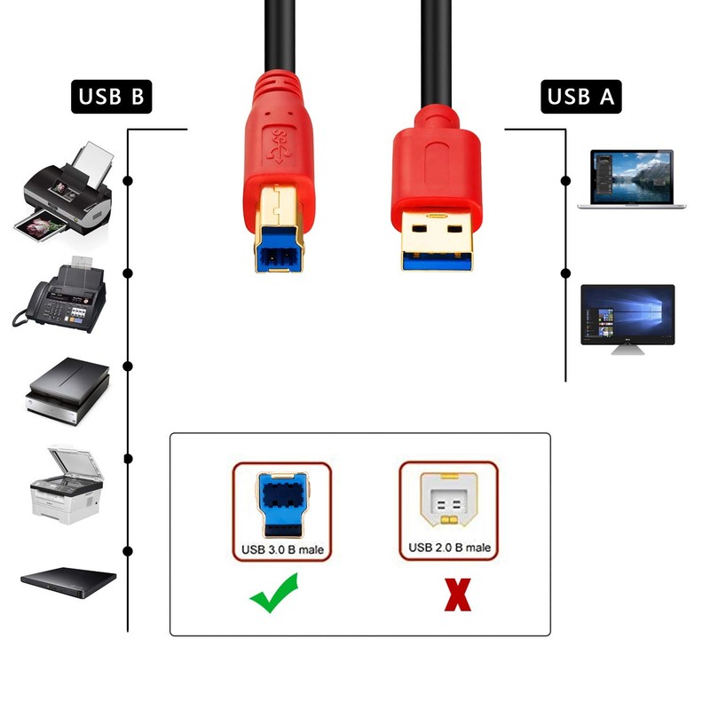 USB 3.0 A Male to B Male Cable 6FT Printer Hard Drive gallery