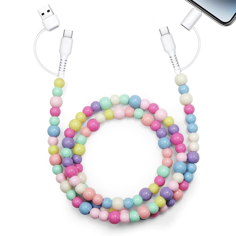Stylish Beaded Phone Charger Cable Colors USB Charging Cord for Smartphones
