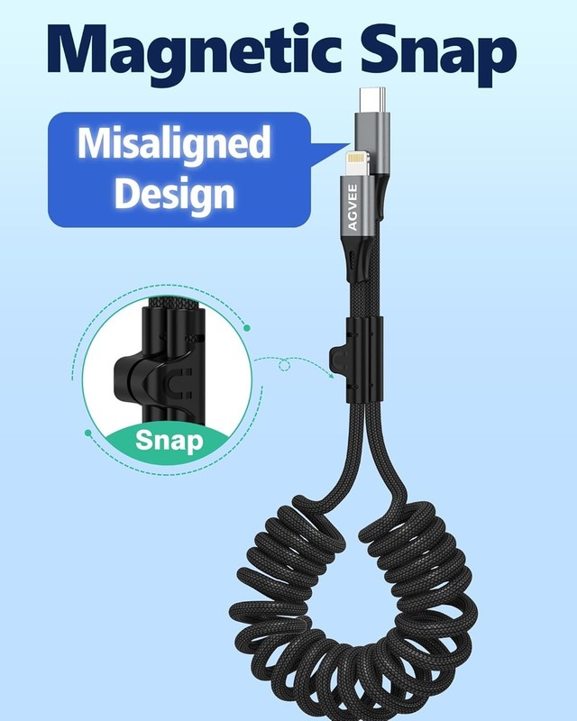 3FT Coiled USB-C to Lightning Cable MFi Certified 30W PD Fast Charging Cord gallery