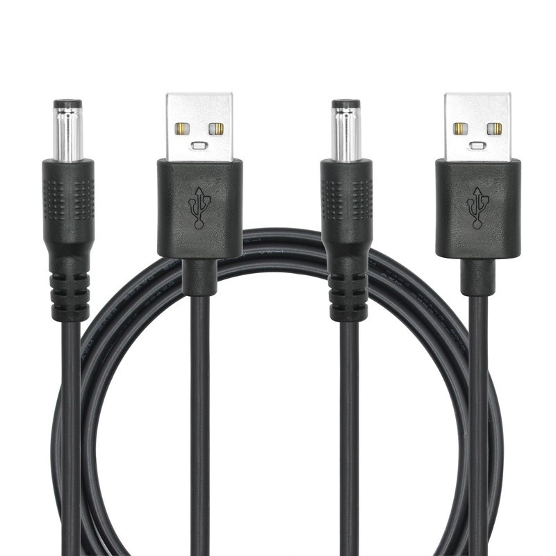 2 PCS 3FT USB A Male to DC 5.5mm x 2.5mm Male Plug Power Cord 5V 3A Fast