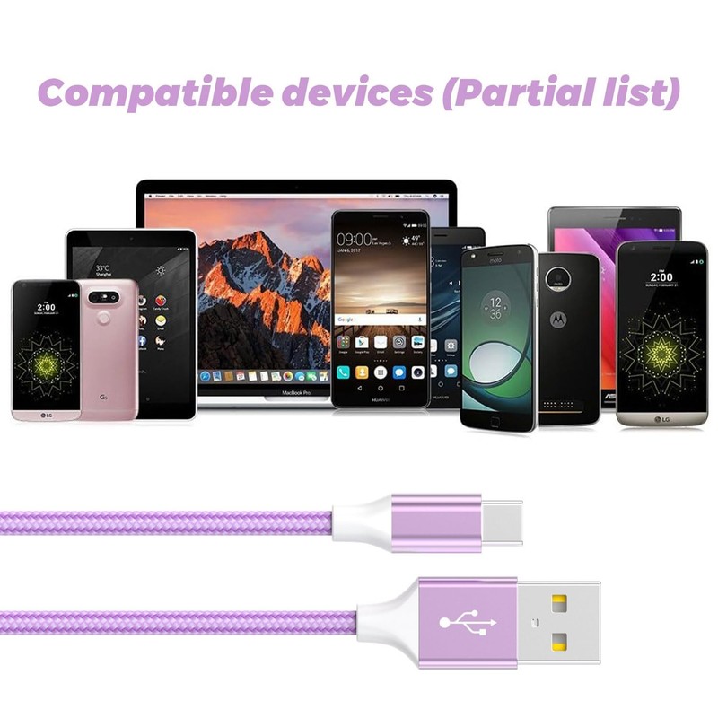 USB to USB C Cable 5 Pack 3/3/6/6/10FT 66W Fast Charging Nylon Braided gallery