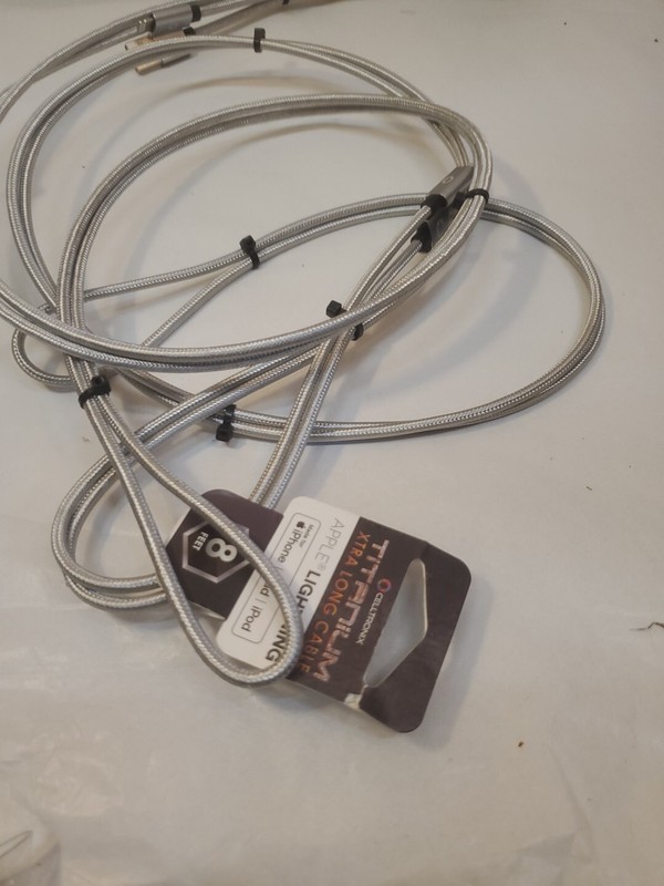 Celltronix Titanium 8 foot iPhone Charging Cables NEW lot of 2