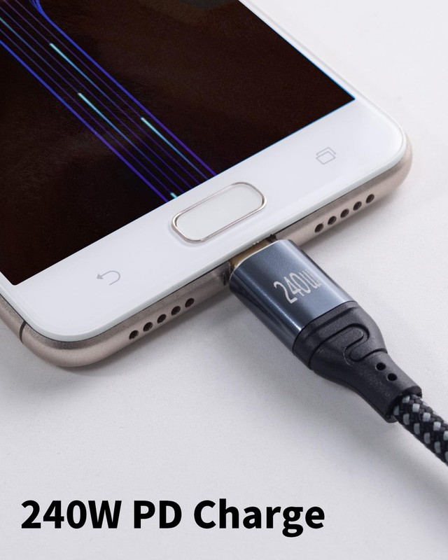 3.3ft Right Angle USB C to USB C Cable 240W Type C Male to Male Fast Charging gallery