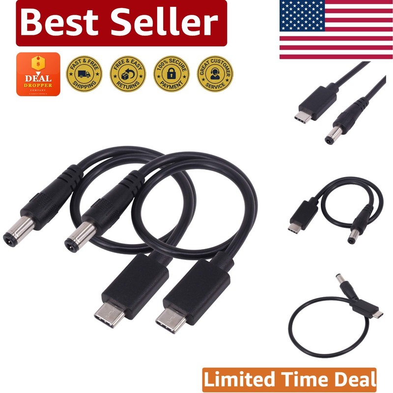 2 Pack 0.25m USB-C to DC 5.5X2.5mm Fast Charging Cable for MacBook Power