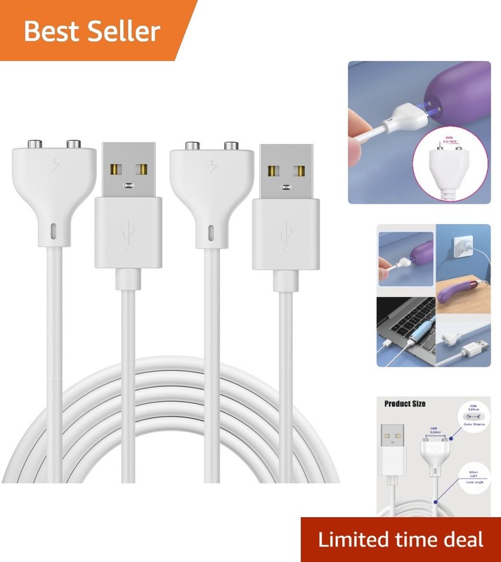 2-Pack Magnetic USB Charger Cables, 2.6Ft Male-to-Male Connection