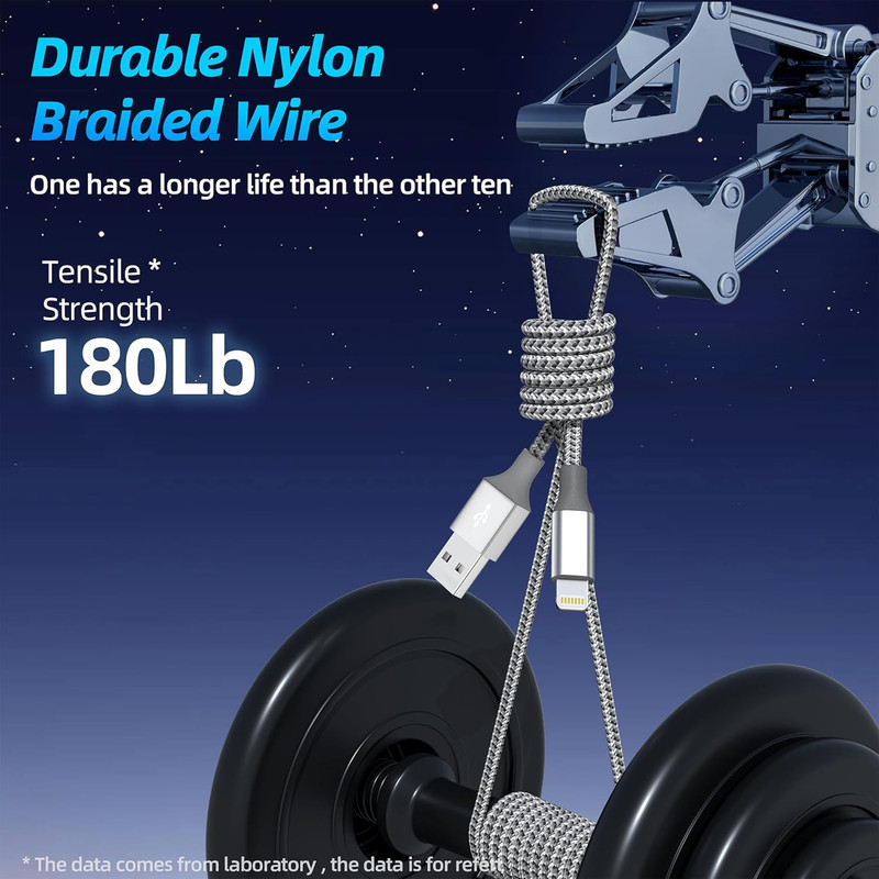 iPhone Cable Fast Charging High Speed Data Sync MFi Certified 10FT 3 Pack gallery