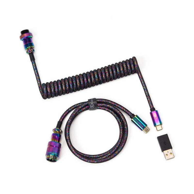 Colorful Premium Coiled Type-C Cable Straight – Rainbow Plated Black
