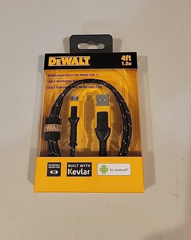 DeWALT 4 Ft. Micro USB Kevlar Reinforced Braided Cable 1311360 DW2 Android