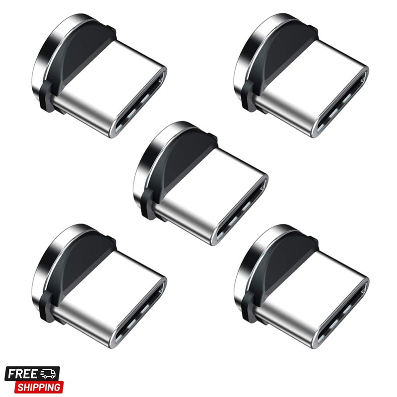 Magnetic Connector Tip Heads [5-Pack] USB C Adapter 360 Rotating Strong Phone…
