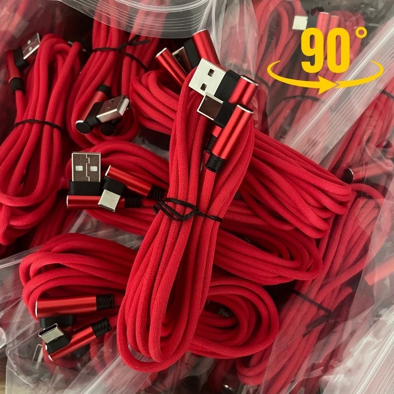 USB Type-C Cable Right Angle 90° Elbow Nylon Braided USB A To C Fast Charging