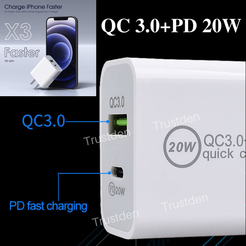 PD 20W QC 3.0 USB Fast Charger Power Adapter Block For iPhone 13 12 11 XR 8 iPad