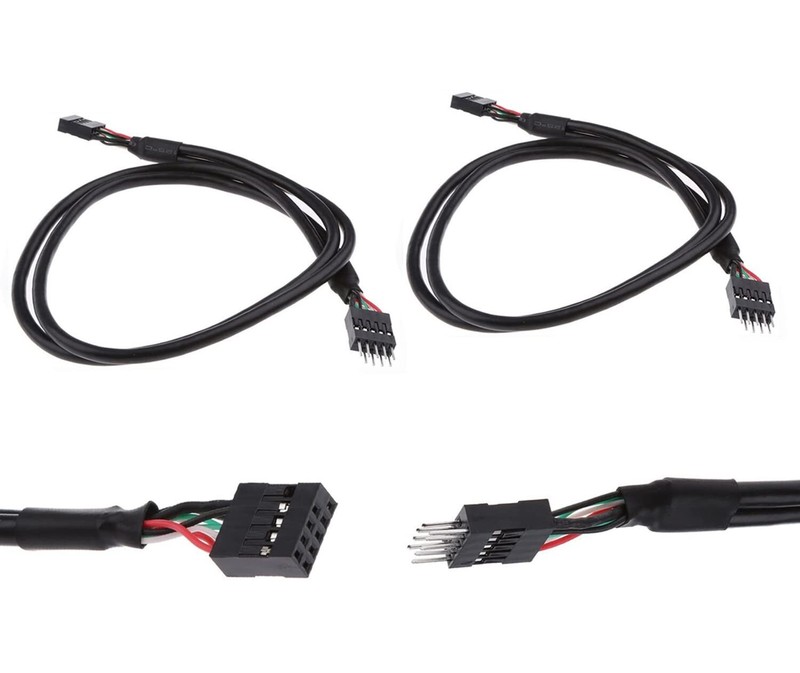 USB Header Extension Cable USB 2.0 9-Pin Male to Female for Motherboard 2 Pack