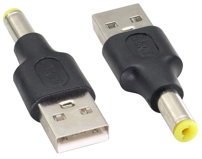 (2 Pack USB to DC Adapter DC5.5 × 1.7 mm Power Converter Plug USB 2.0 A to DC…