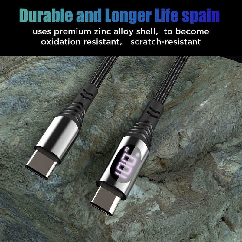LED PD 100W USB C to USB C Cable Fast Charging Cord Charger for Samsung Android gallery