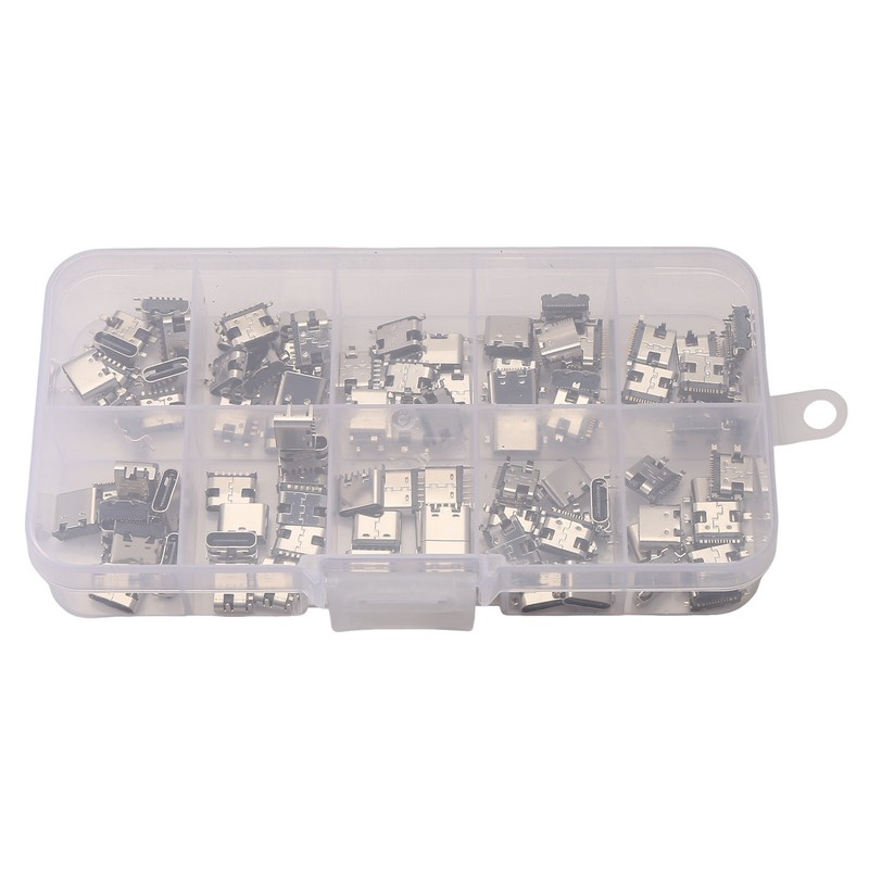 100Pcs/Lot 10Models Type-C USB Charging Dock Connectors Mix 6Pin and 16Pin3204