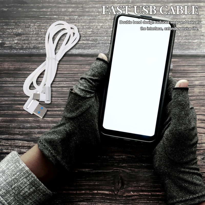 2PCS Fast Charge Type-C Data Cables - Nylon Braided Double Elbow Right Angle gallery
