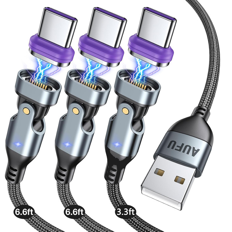 16PIN USB C Magnetic Charging Cable (3Pack, 3.3/6.6/6.6Ft), 180° Rotation Magnet gallery