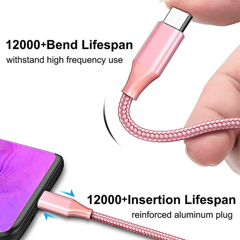 Original Verizon Pink 4FT Braided USB Type-C to USB-C Charge Data Cable gallery