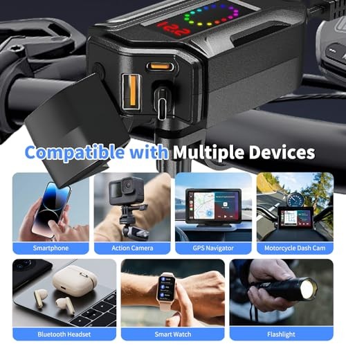 Motorcycle USB Charger, 3-in-1 Fast Charging with USB-A & USB-C + Retractable gallery