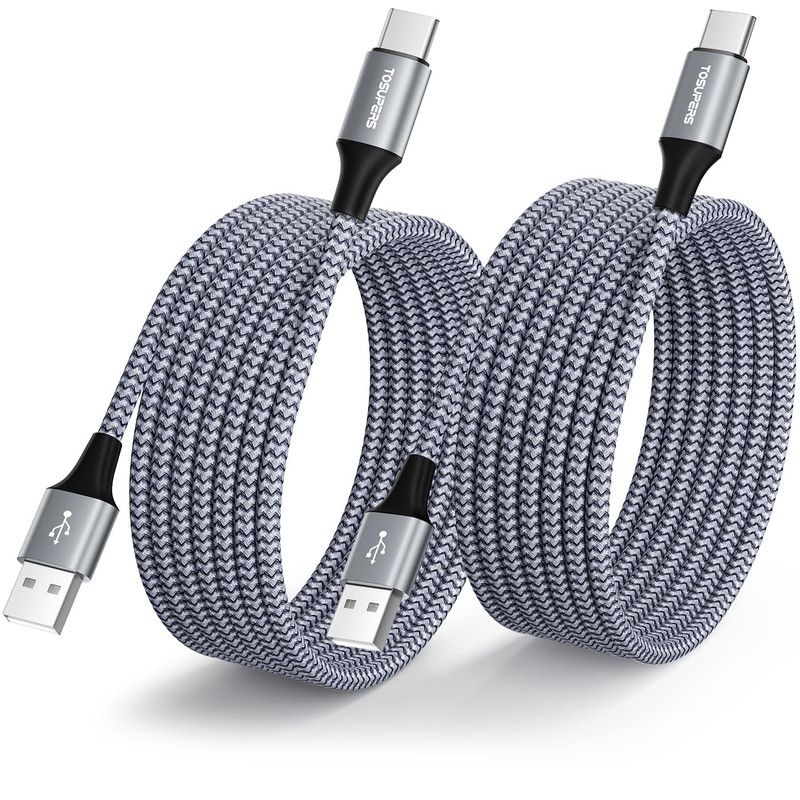 Long USB C Cable 8Ft, 2-Pack, 3A Fast Charging, USB a to USB C Charger Cable ...