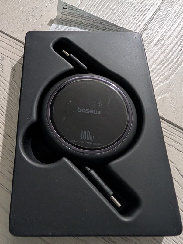 Baseus - Free2PullRetractable Charging Cable USB-C to USB-C 3 feet 100W Black gallery