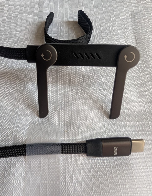 240W Braided Fast Charge Cable with Built-in Phone Stand, 3 ft long gallery