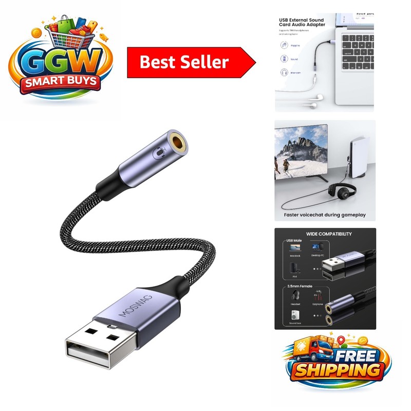 Plug & Play USB to Aux Adapter – Universal Compatibility for Audio Devices